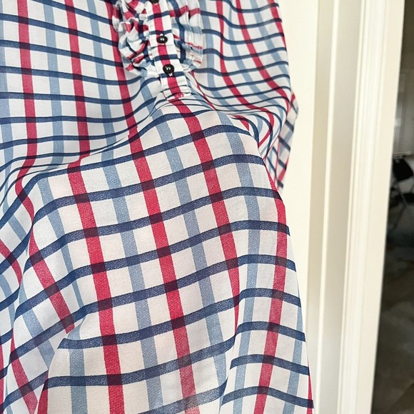 ModCloth Fun 2 Fun Sleeveless Plaid Red White Blue Office Blouse Women Size 3XL - Picture 7 of 10